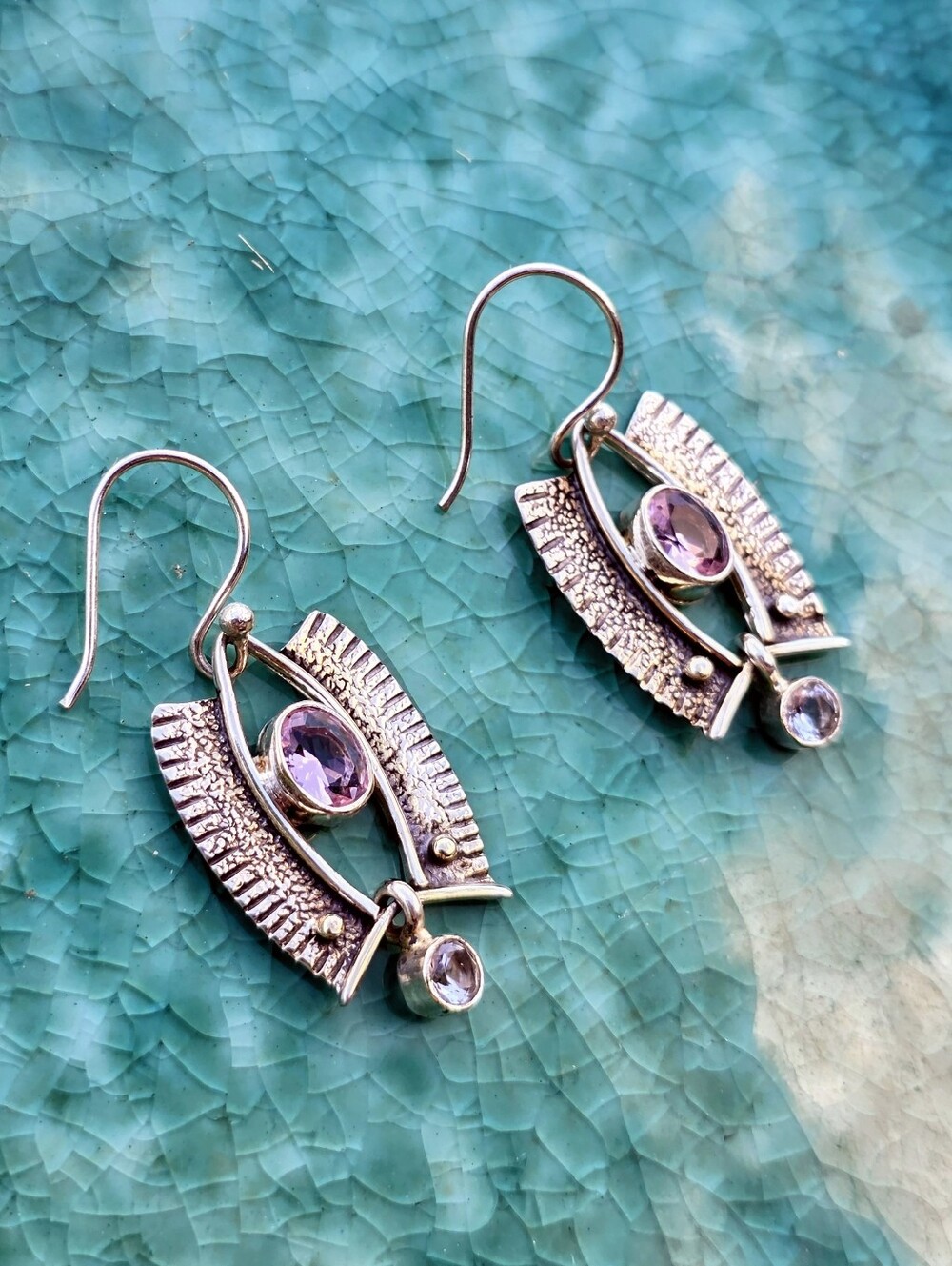 Rose Quartz & White Topaz Earrings In 925 Sterling Silver (1.55")